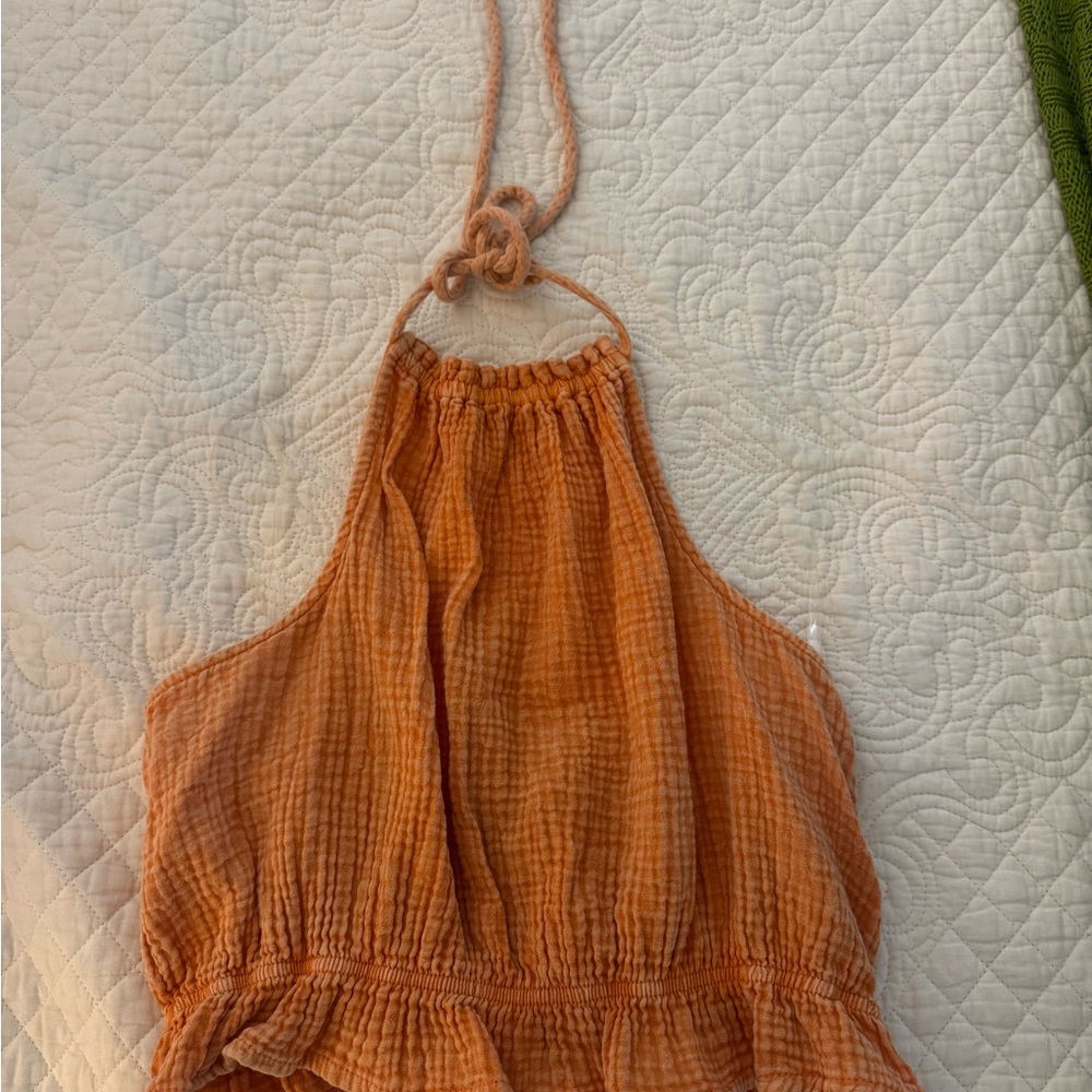 Blue Blush Orange Smocked Tank Top